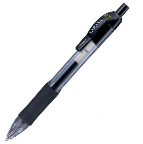 Rollerball Pens Zebra Sarasa Retractable Gel Rollerball Pen 0.7mm Tip 0.5mm Line Black (Pack 3)