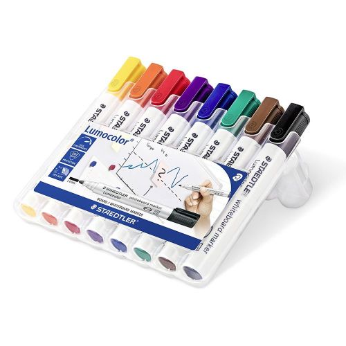 Staedtler Lumocolor Whiteboard Marker Bullet Tip 2mm Line Assorted Colours (Pack 8) - 351WP8