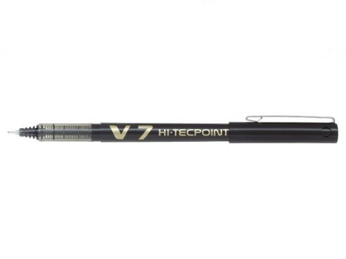 Rollerball Pens Pilot V7 Hi-Tecpoint Liquid Ink Rollerball Pen 0.7mm Tip 0.5mm Line Black (Pack 20)