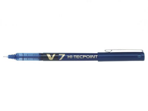 Rollerball Pens Pilot V7 Hi-Tecpoint Liquid Ink Rollerball Pen 0.7mm Tip 0.5mm Line Blue (Pack 20)