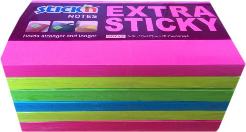 ValueX+Extra+Sticky+Notes+76x127mm+90+Sheets+Neon+Colours+%28Pack+6%29+21687