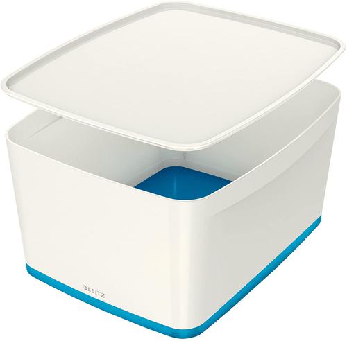 Leitz MyBox WOW Storage Box Large with Lid White/Blue 52164036
