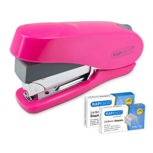 Desktop Staplers Rapesco Luna Less Effort Half Strip Stapler 50 Sheet Pink