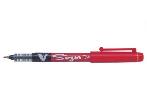 Fineliner Pens Pilot V Sign Liquid Ink Pen 2mm Tip 0.6mm Line Red (Pack 12)
