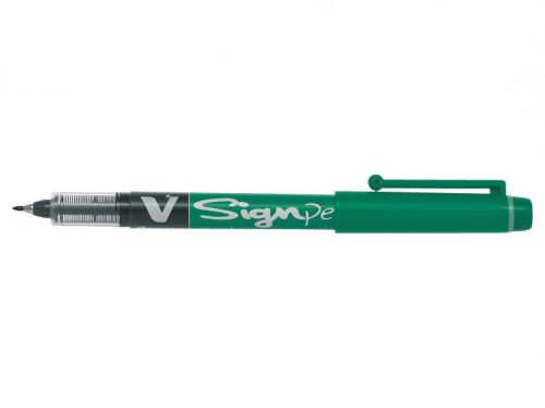 Fineliner Pens Pilot V Sign Liquid Ink Pen 2mm Tip 0.6mm Line Green (Pack 12)