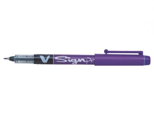 Fineliner Pens Pilot V Sign Liquid Ink Pen 2mm Tip 0.6mm Line Violet (Pack 12)