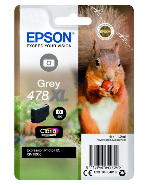 Epson 478XL Squirrel Grey High Yield Ink Cartridge 10ml - C13T04F64010