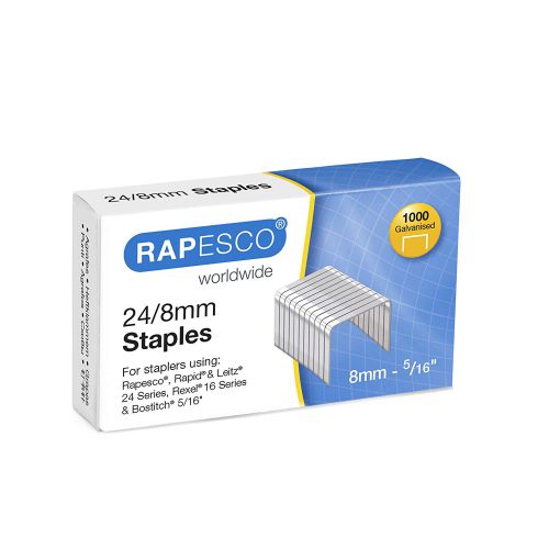 Rapesco 24/8mm Galvanised Staples Box of 1000