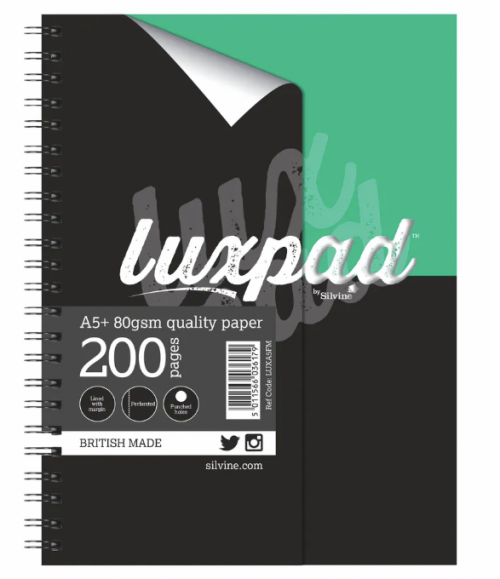 Silvine Luxpad Printed Hardback Notebook A5 Plus (Pack of 3) LUXA5FM