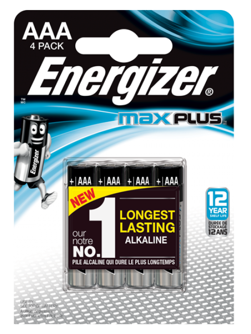 AAA Energizer Max Plus AAA Alkaline Batteries (Pack 4)