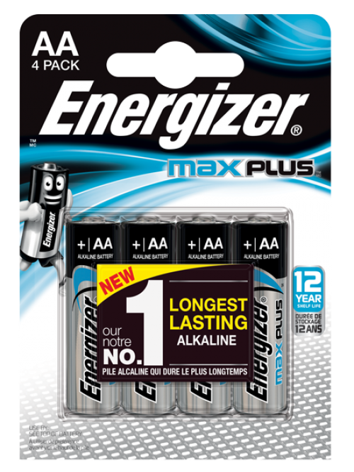 AA Energizer Max Plus AA Alkaline Batteries (Pack 4)