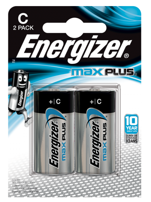 Energizer Max Plus C Alkaline Batteries (Pack 2)