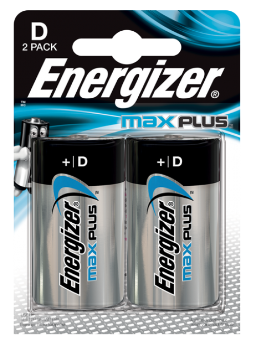 D Energizer Max Plus D Alkaline Batteries (Pack 2)
