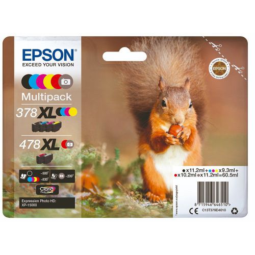 Epson 6 Squirrel Colours High Yield Ink Cartridge Multipack - C13T379D4010