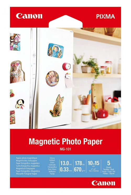 Photo Paper Canon MC-G01White 4 x 6 inch Magentic Photo Paper 5 sheets - 3634C002