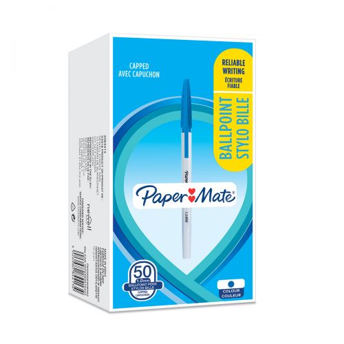 Ball Point Pens Paper Mate Stick Ballpoint Pen 1.0mm Tip 0.7mm Line Blue (Pack 50)
