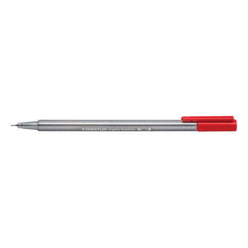 Fineliner Pens Staedtler Triplus Fineliner Pen 0.8mm Tip 0.3mm Line Red (Pack 10) 334-2