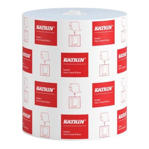 Katrin+Paper+Towel+Roll+For+Dispenser+System+Medium+1-Ply+Blue+%28Pack+6%29+-+460218