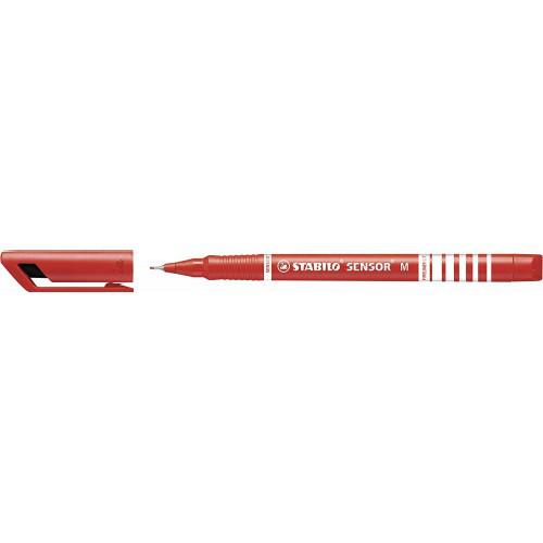 STABILO SENSOR medium Pen 0.8mm Line Red (Pack 10)