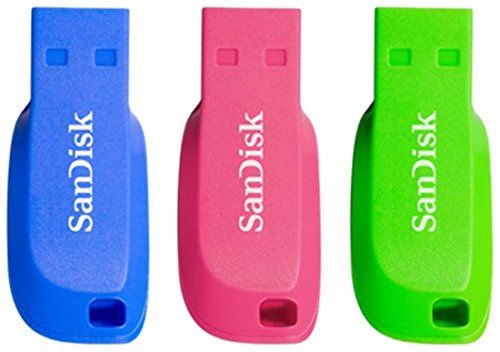 SanDisk+Cruzer+Blade+32GB+USB+3.0+Capless+Flash+Drives+3+Pack+Blue+Green+and+Pink