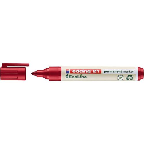 edding 21 EcoLine Permanent Bullet Tip Marker Red PK10