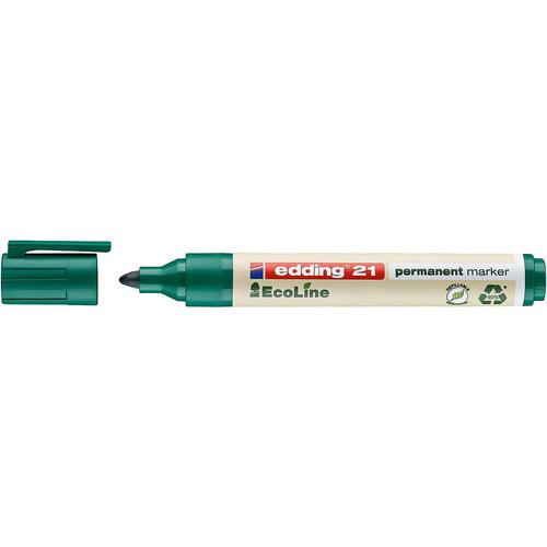 Edding 21 EcoLine Permanent Marker Bullet Tip 1.5-3mm Line Green (Pack 10)