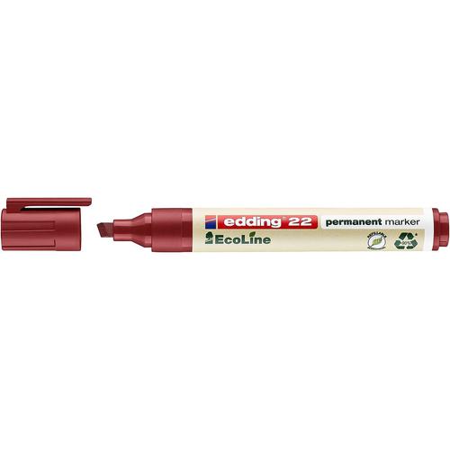 Edding 22 EcoLine Permanent Marker Chisel Tip 1-5mm Line Red (Pack 10)