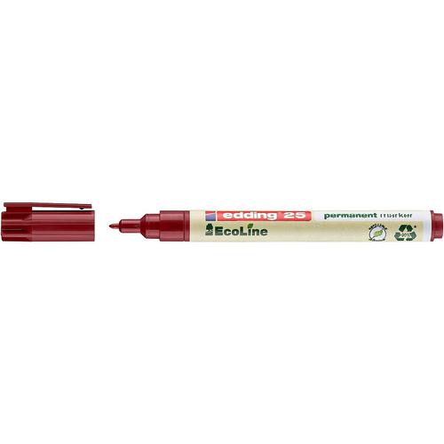Edding 25 EcoLine Permanent Marker Bullet Tip 1mm Line Red (Pack 10)