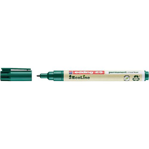 Edding 25 EcoLine Permanent Marker Bullet Tip 1mm Line Green (Pack 10)