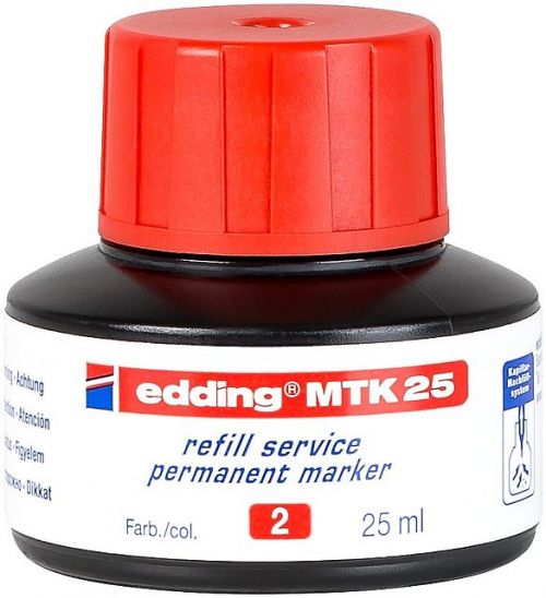 edding MTK 25 Bottled Refill Ink for Permanent Markers 25ml Red - 4-MTK25002