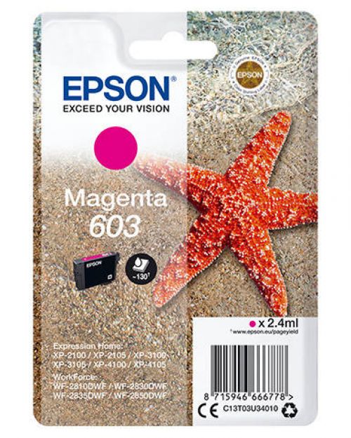 Epson+603+Starfish+Magenta+Standard+Capacity+Ink+Cartridge+2.4ml+-+C13T03U34010