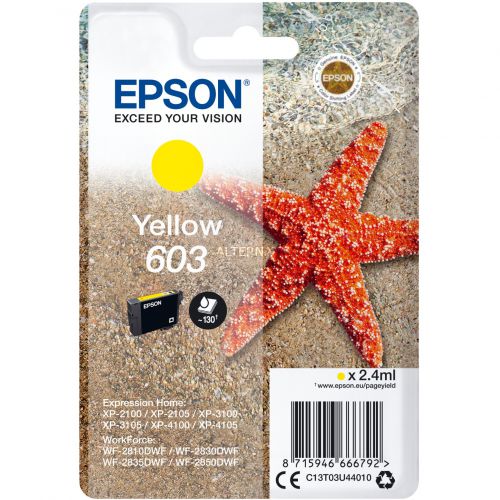 Epson+603+Starfish+Yellow+Standard+Capacity+Ink+Cartridge+2.4ml+-+C13T03U44010