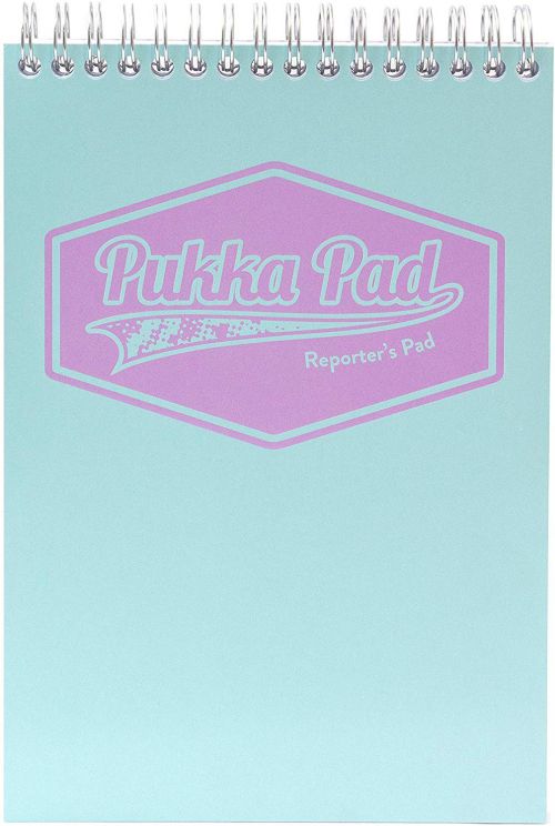 Spiral Note Books Pukka Wirebound Card Cover Reporters Shorthand Notebook Ruled 160 Pages Pastel Blue/Pink/Mint (Pack 3)