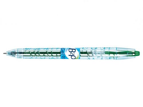 Rollerball Pens Pilot Begreen B2P Retractable Gel Rollerball Pen Recycled 0.7mm Tip 0.39mm Line Green (Pack 10)