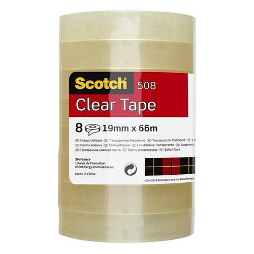 Scotch 508 Transparent Tape 19mm x 66m (Pack 8) 7100213204