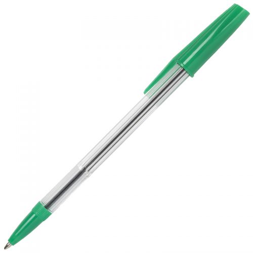 Ball Point Pens ValueX White Box Ballpoint Pen 1.0mm Tip 0.7mm Line Green (Pack 50)