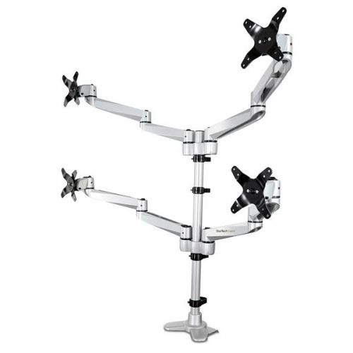 Arms Up to 27in Quad Monitor Mount Silver