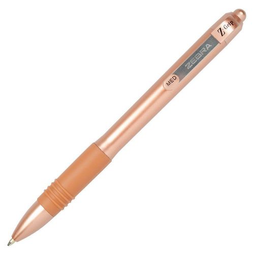 Ball Point Pens Zebra Z-Grip Rose Gold Retractable Ballpoint Pen 1.0mm Tip 0.4mm Line Rose Gold Barrel Black Ink (Pack 12)