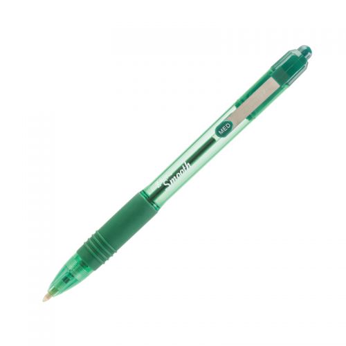 Ball Point Pens Zebra Z-Grip Smooth Rectractable Ballpoint Pen 1.0mm Tip Green (Pack 12)