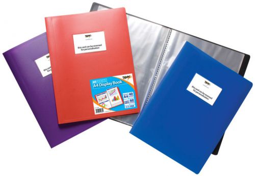Display Books Tiger A4 Flexi Display Book 60 Pocket Assorted Colours
