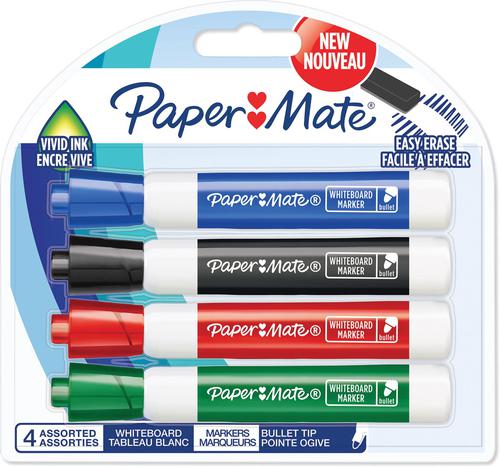 Paper Mate Whiteboard Marker Bullet Tip Assorted PK4
