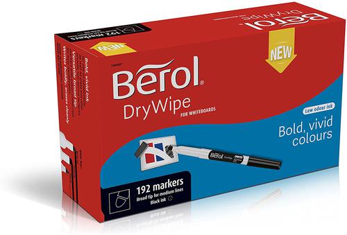 Berol Dry Wipe Whiteboard Marker Bullet Tip 1.6mm Line Black (Pack 192)