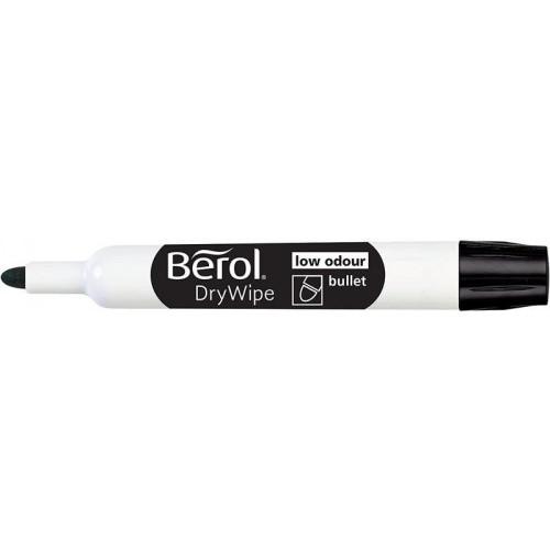 Berol Dry Wipe Whiteboard Marker Bullet Tip 2mm Line Black (Pack 48)