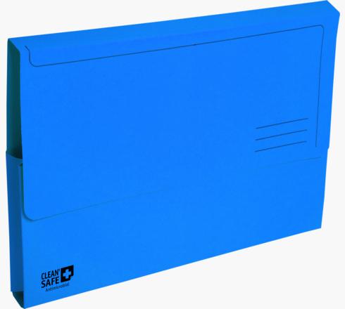 Document Wallets Exacompta CleanSafe Document Wallet Manilla Foolscap Half Flap 400gsm Blue (Pack 5)