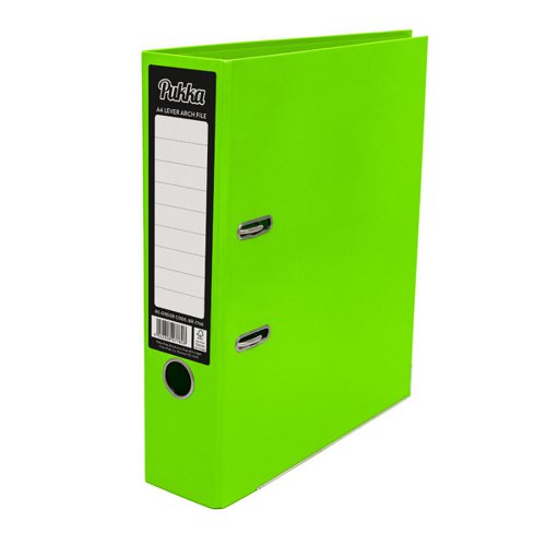 Pukka Brights Lever Arch File Laminated Paper on Board A4 70mm Spine Width Green (Pack 10)
