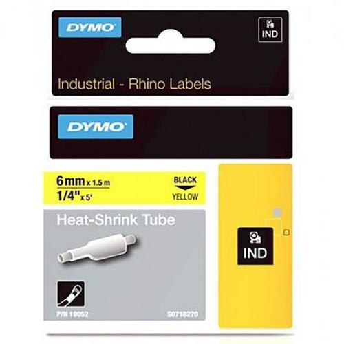 Labelling Tapes & Labels Dymo Rhino Industrial Heat Shrink Tube 6mmx1.5m Black on Yellow 18052