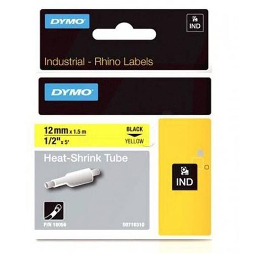 Labelling Tapes & Labels Dymo Rhino Industrial Heat Shrink Tube 12mmx1.5m Black on Yellow 18056