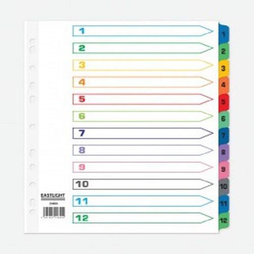 Indexes ValueX Index 1-12 A4 Extra Wide Card White with Coloured Mylar Tabs