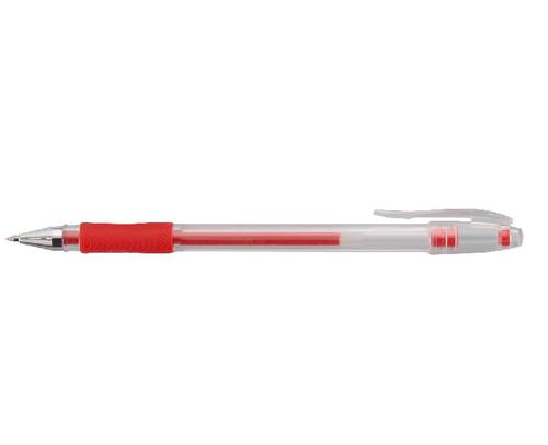 Ball Point Pens ValueX Retractable Ballpoint Pen Rubber Grip 1.0mm Tip 0.7mm Line Red (Pack 10)