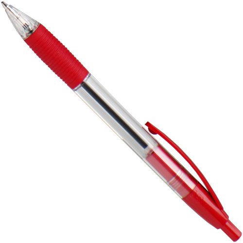 ValueX+Retractable+Ballpoint+Pen+Rubber+Grip+1.0mm+Tip+0.7mm+Line+Red+%28Pack+10%29+-+K5-02